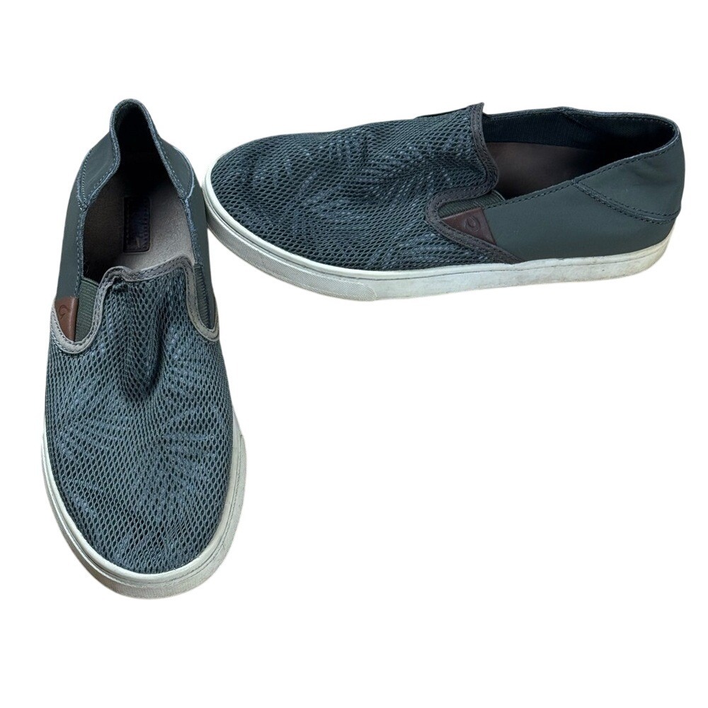 Olukai Pehuea Breathable Mesh Pavement Gray Slip-On Loafer Shoes Women's 6.5 EUC